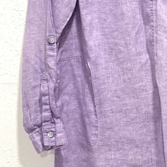 J. Jill Lavender Linen roll tabs sleeves Top LP - Picture 4 of 8